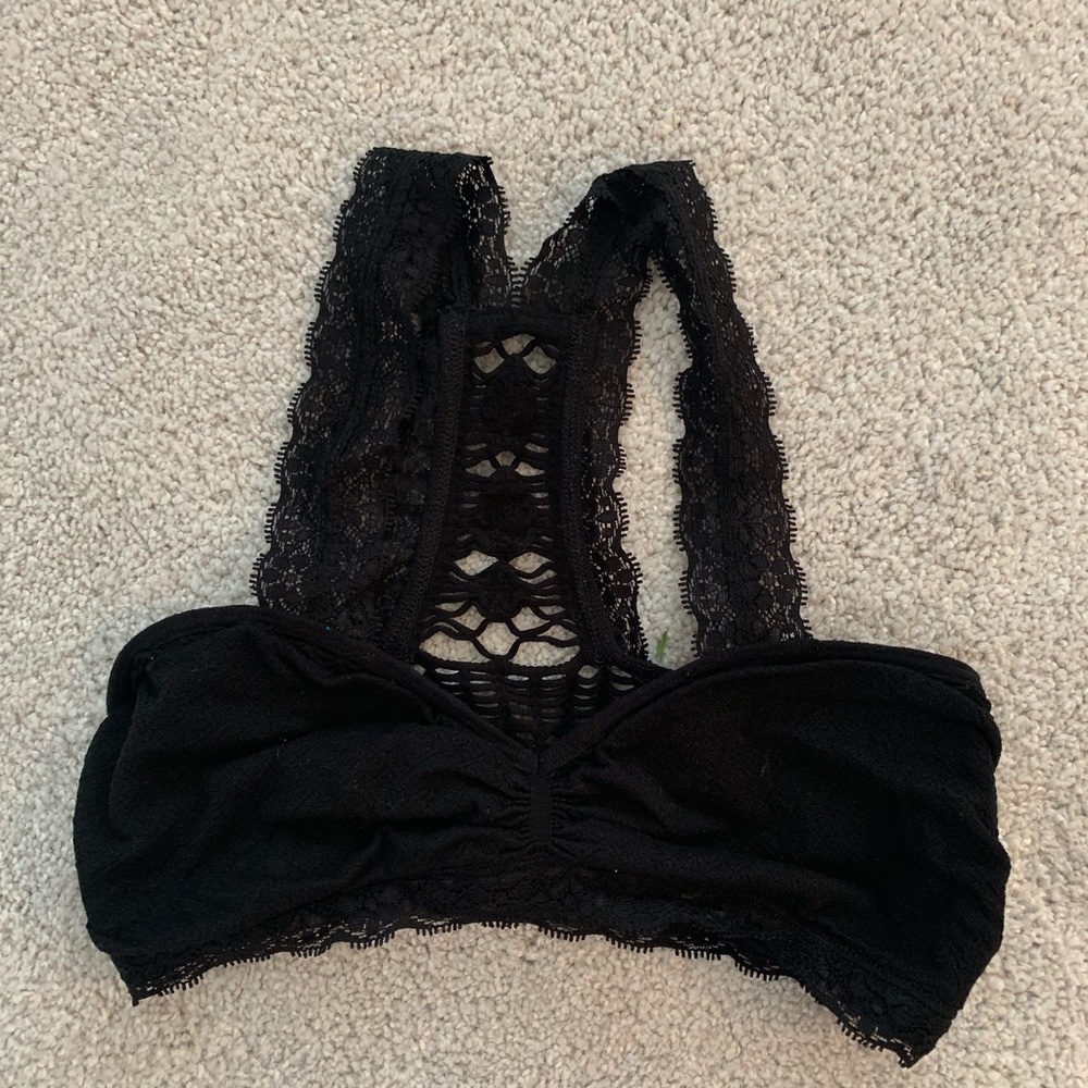 Free people black bralette lace straps